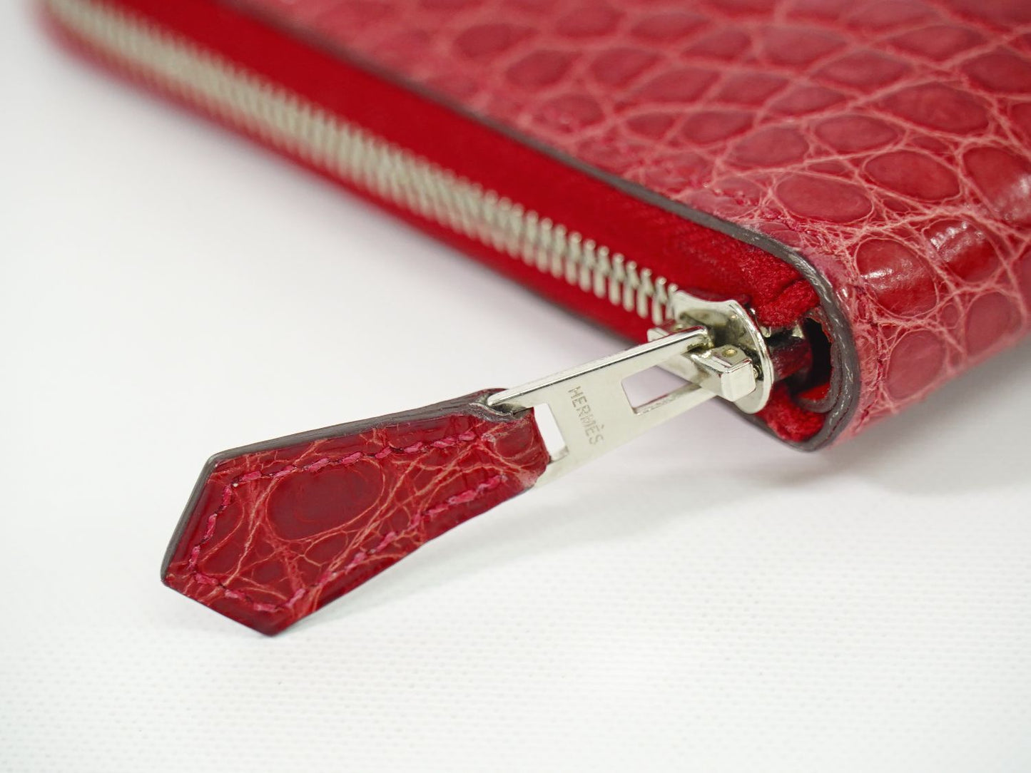 HERMES アザップ ロング 長財布 A刻 アリゲーター レザー レッド