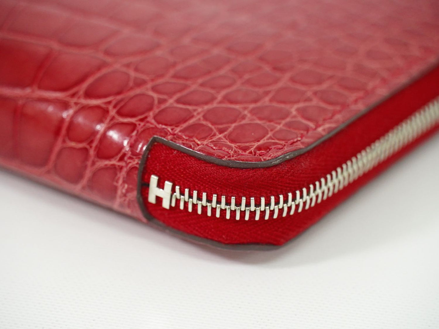 HERMES アザップ ロング 長財布 A刻 アリゲーター レザー レッド