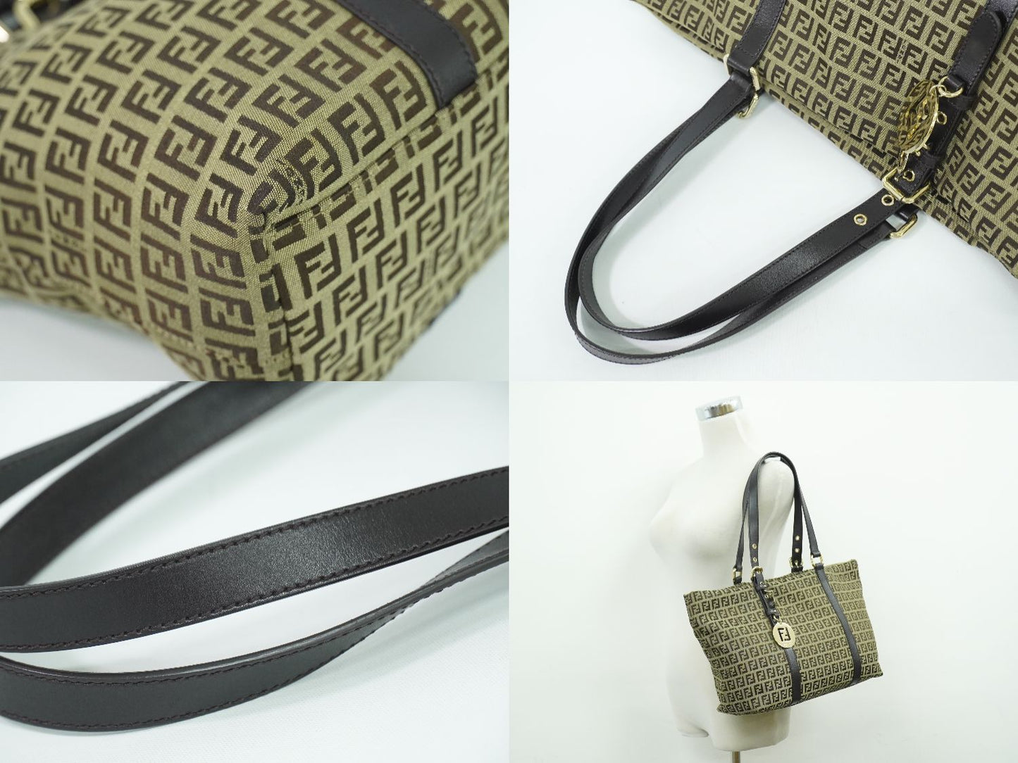 FENDI ズッキーノ トートバッグ ベージュ ブラウン 8BH215