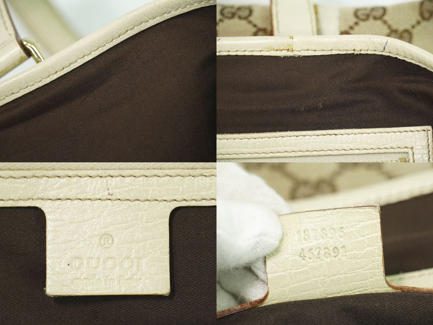 GUCCI シェリーライン GGキャンバス トートバッグ ベージュ アイボリー 137396