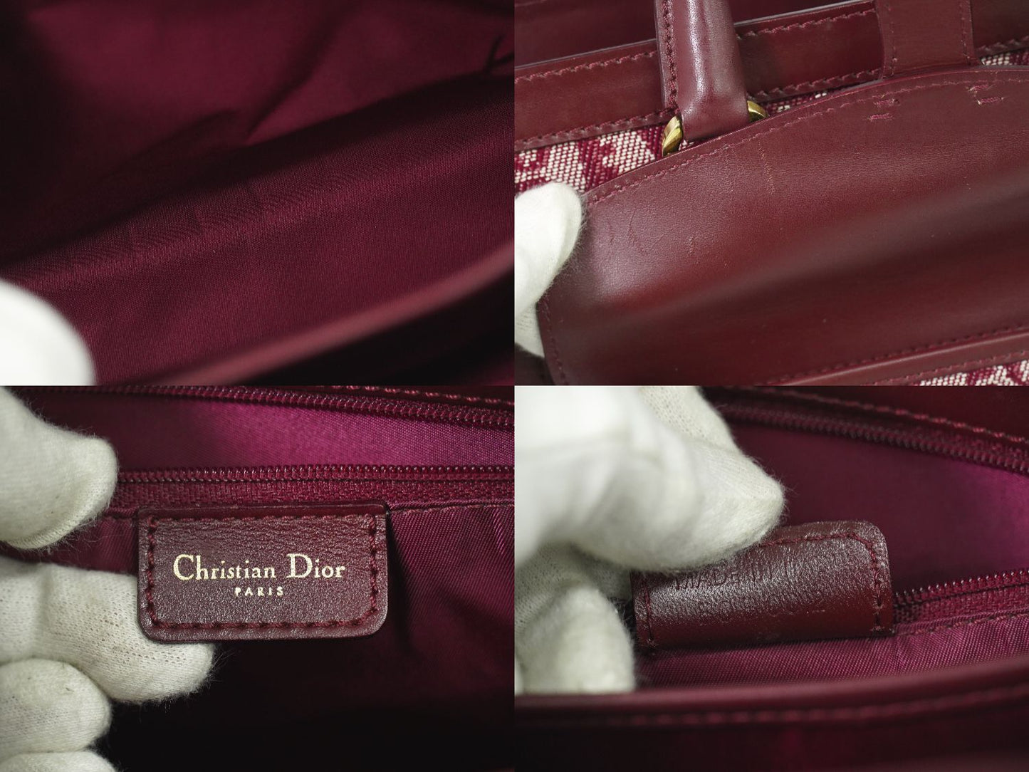 Christian Dior トロッター ハンドバッグ ボルドー