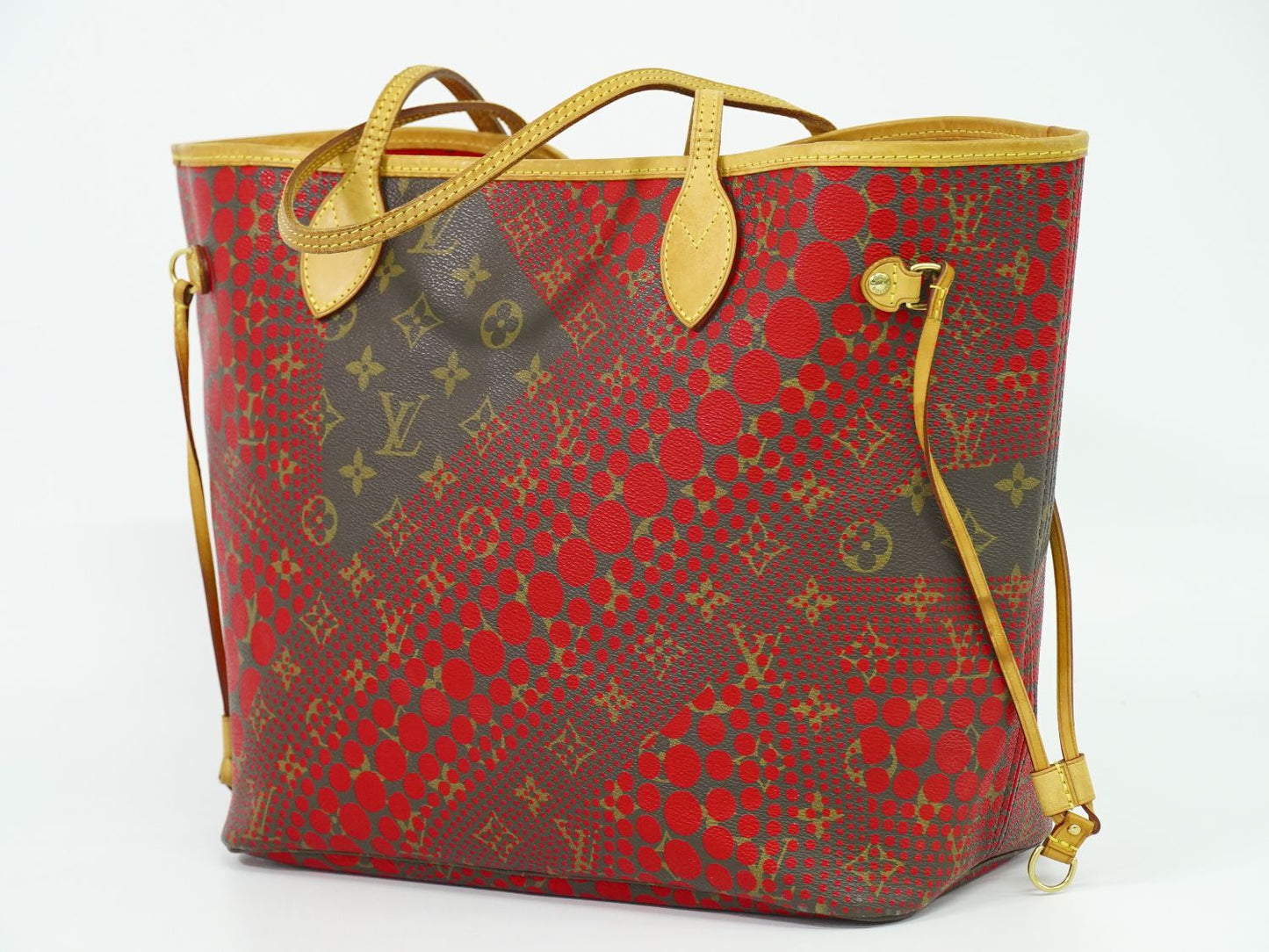 LOUIS VUITTON ネヴァーフル MM モノグラム ウェーブ 草間彌生 トートバッグ ブラウン レッド M40686