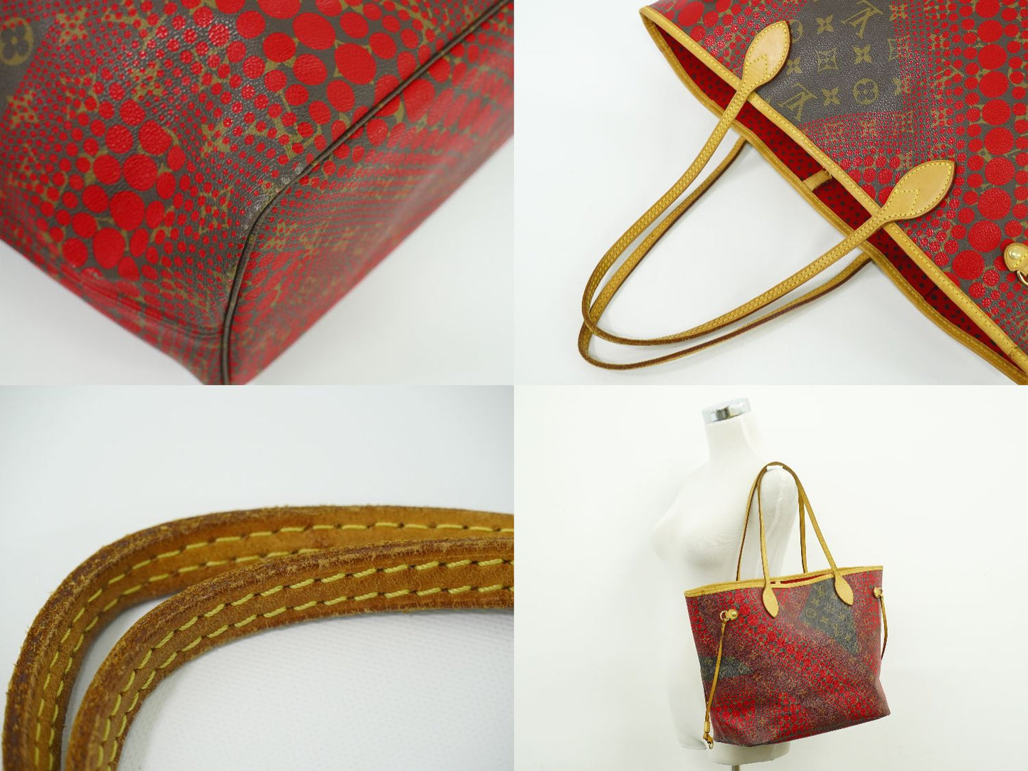 LOUIS VUITTON ネヴァーフル MM モノグラム ウェーブ 草間彌生 トートバッグ ブラウン レッド M40686
