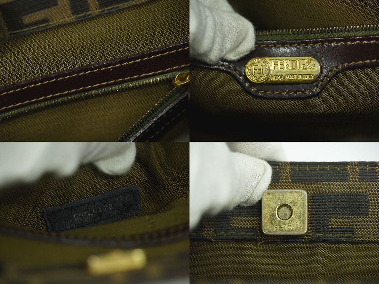 FENDI ズッカ ハンドバッグ ブラウン