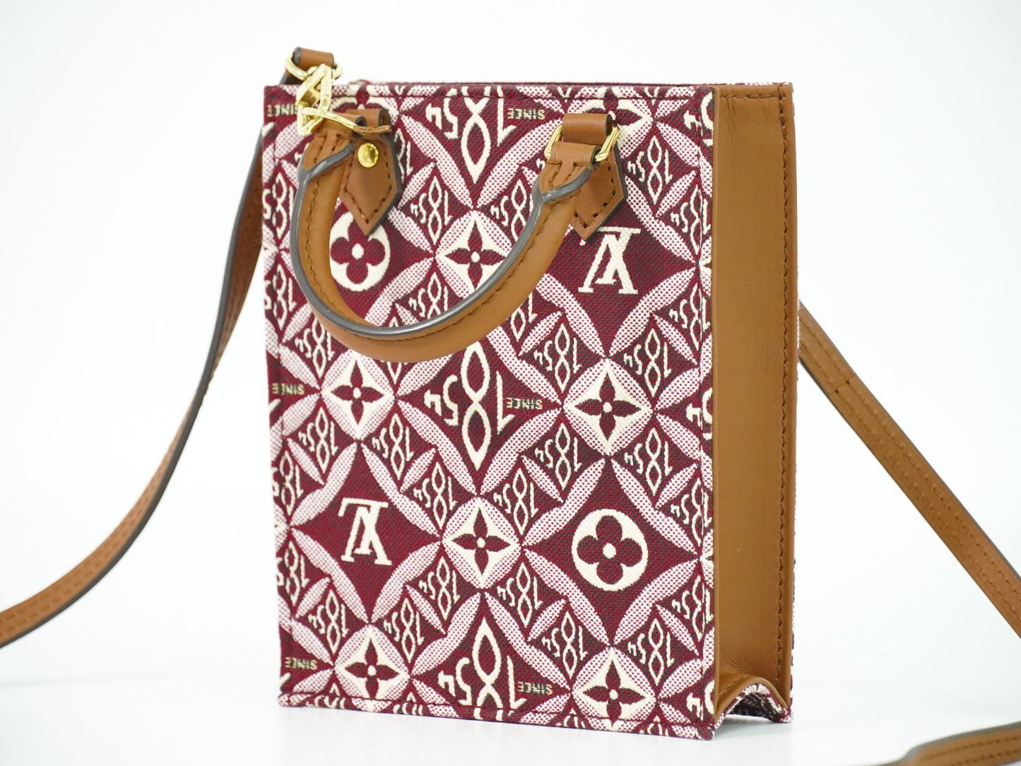LOUIS VUITTON プティット サックプラ SINCE1854 モノグラム ジャガード ショルダーバッグ ボルドー M69846