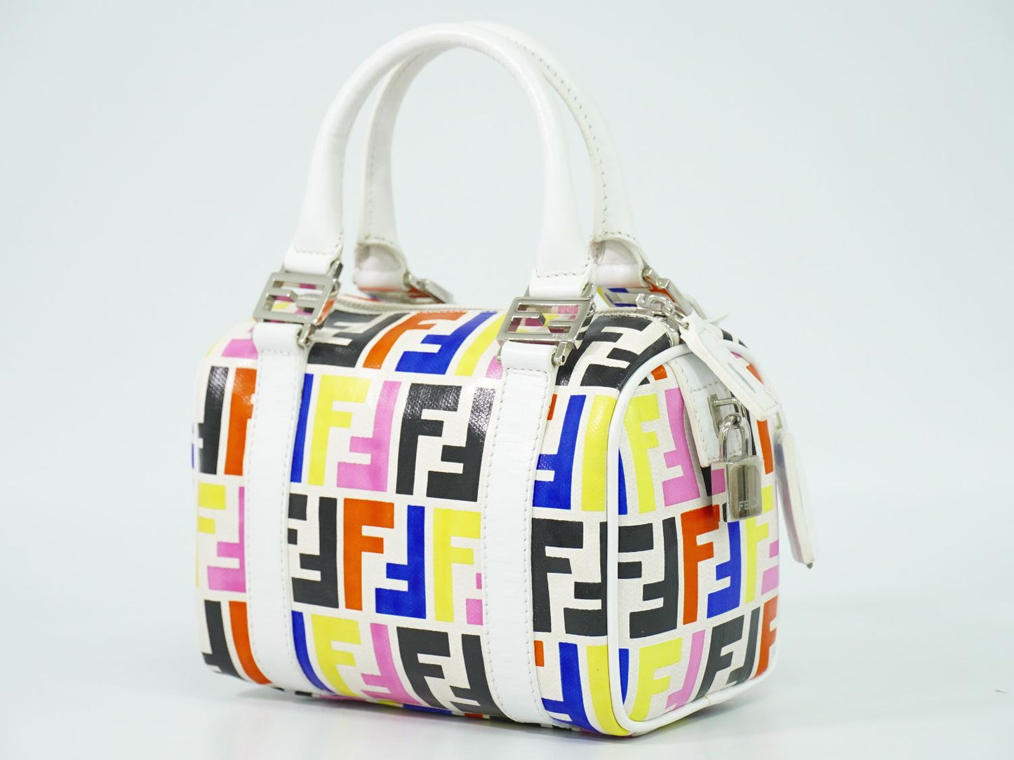 FENDI ズッカ ミニ ボストンバッグ ホワイト マルチカラー 8BL071