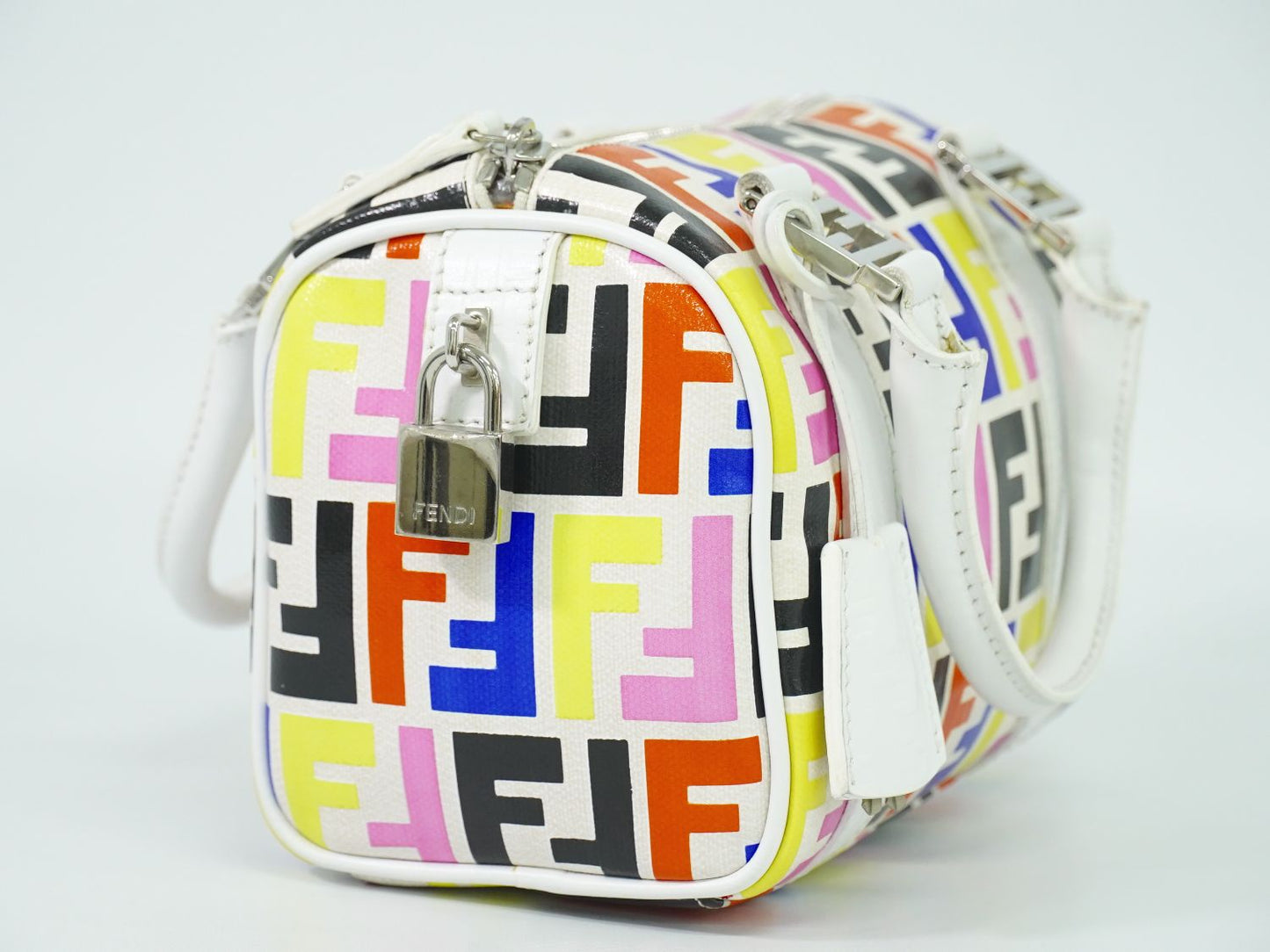 FENDI ズッカ ミニ ボストンバッグ ホワイト マルチカラー 8BL071
