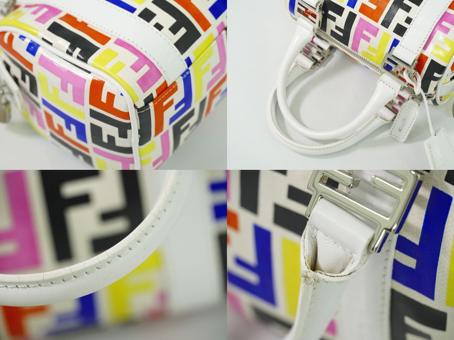 FENDI ズッカ ミニ ボストンバッグ ホワイト マルチカラー 8BL071