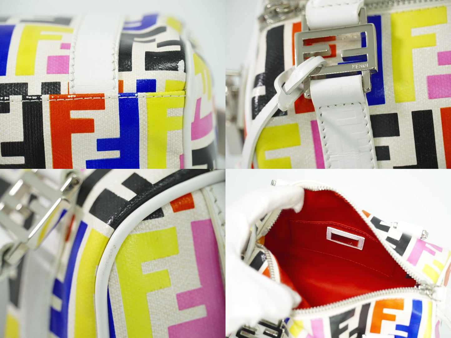 FENDI ズッカ ミニ ボストンバッグ ホワイト マルチカラー 8BL071