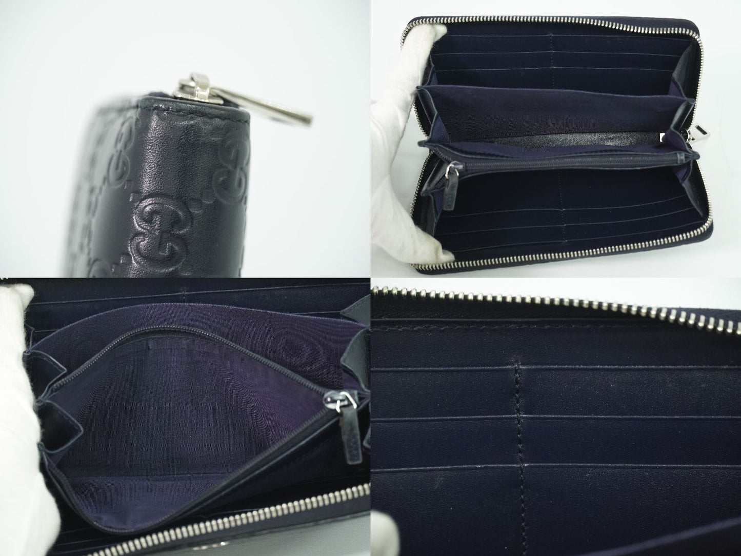 GUCCI ドリアン グッチシマ レザー 長財布 ネイビー 473928
