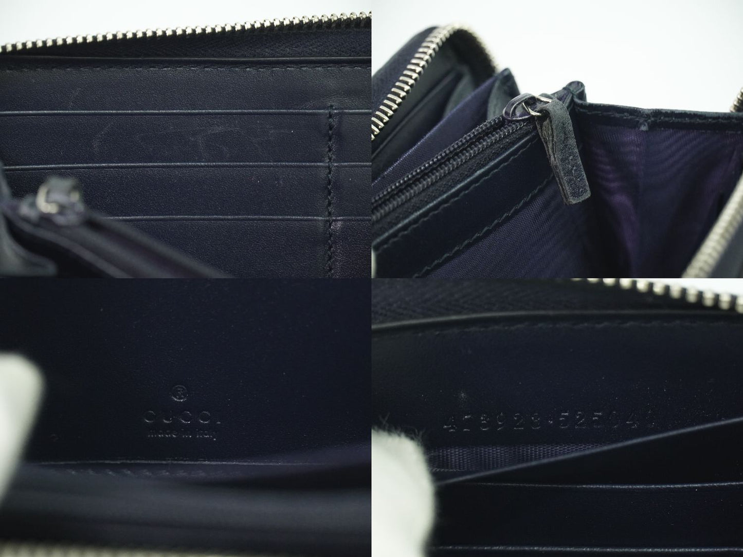 GUCCI ドリアン グッチシマ レザー 長財布 ネイビー 473928