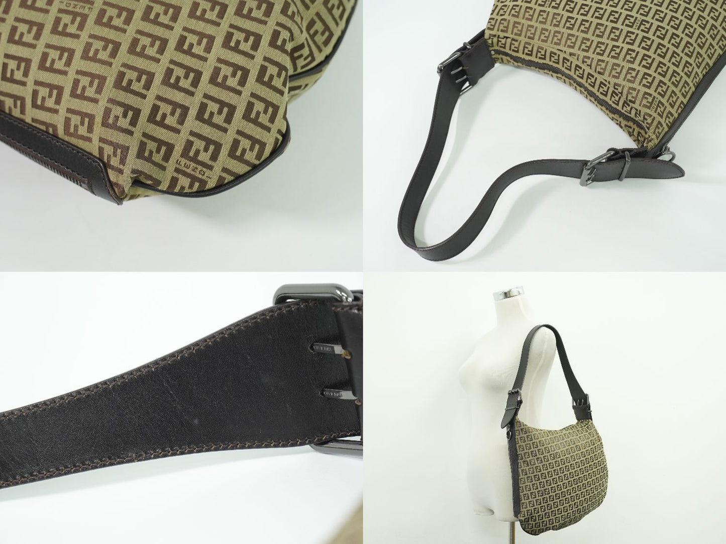 FENDI ズッキーノ ショルダーバッグ ベージュ ブラウン 8BR129