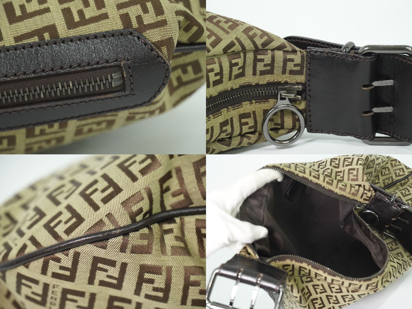 FENDI ズッキーノ ショルダーバッグ ベージュ ブラウン 8BR129