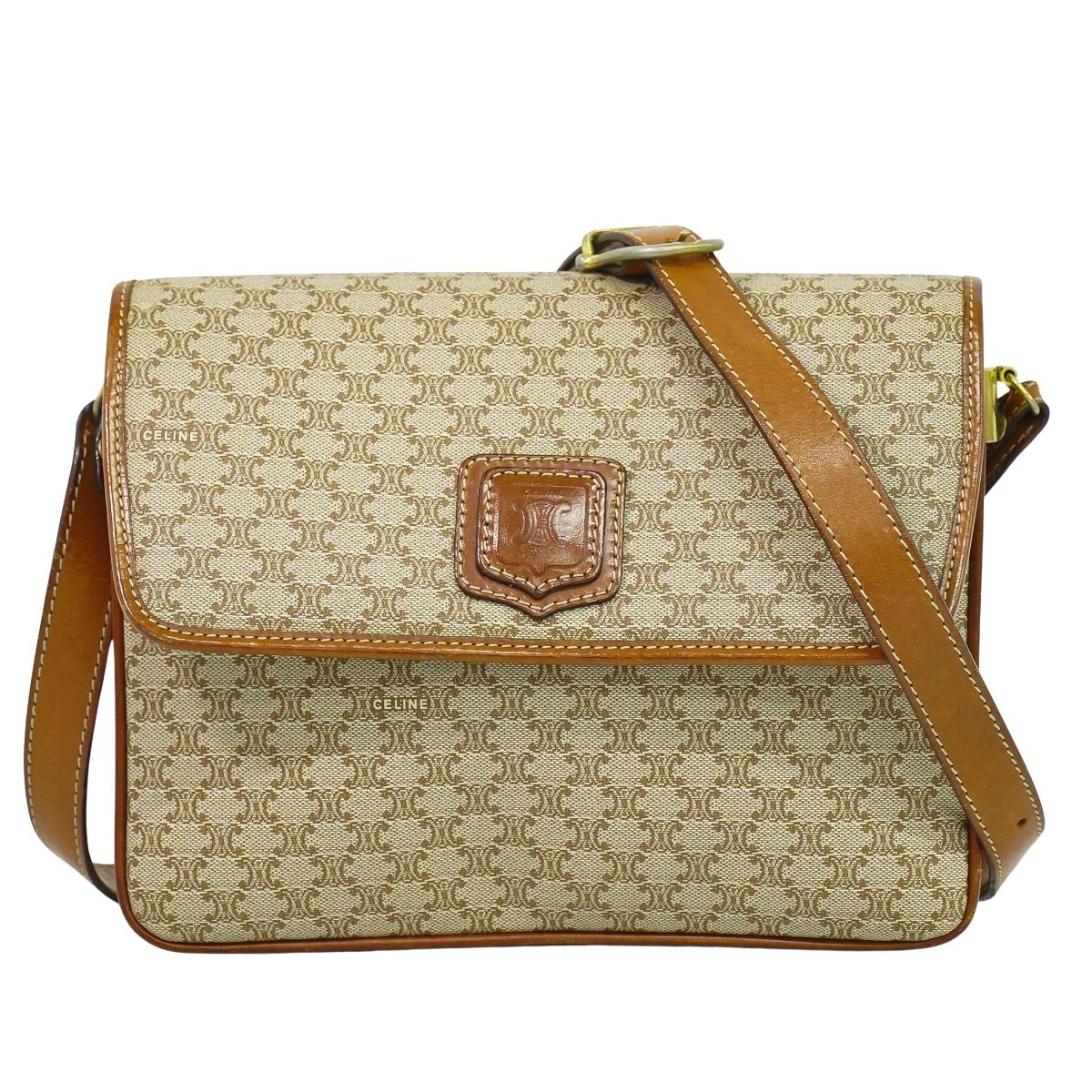 CELINE マカダム ショルダーバッグ ベージュ