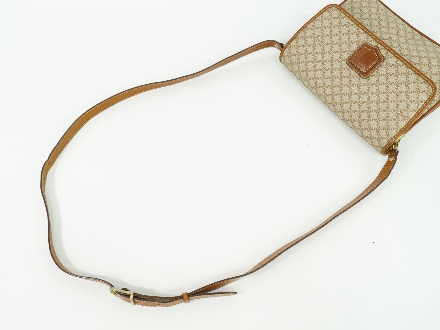 CELINE マカダム ショルダーバッグ ベージュ
