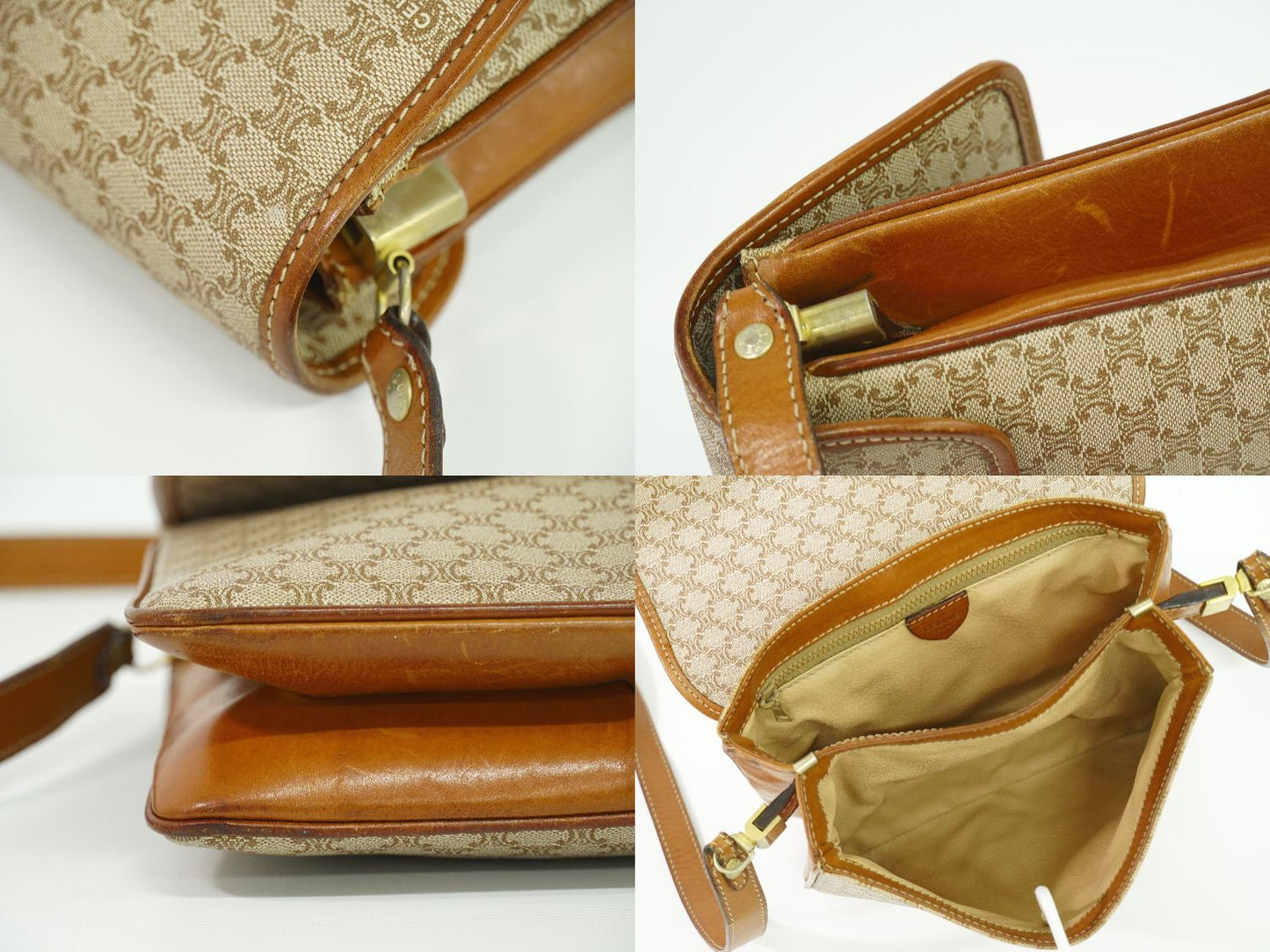 CELINE マカダム ショルダーバッグ ベージュ