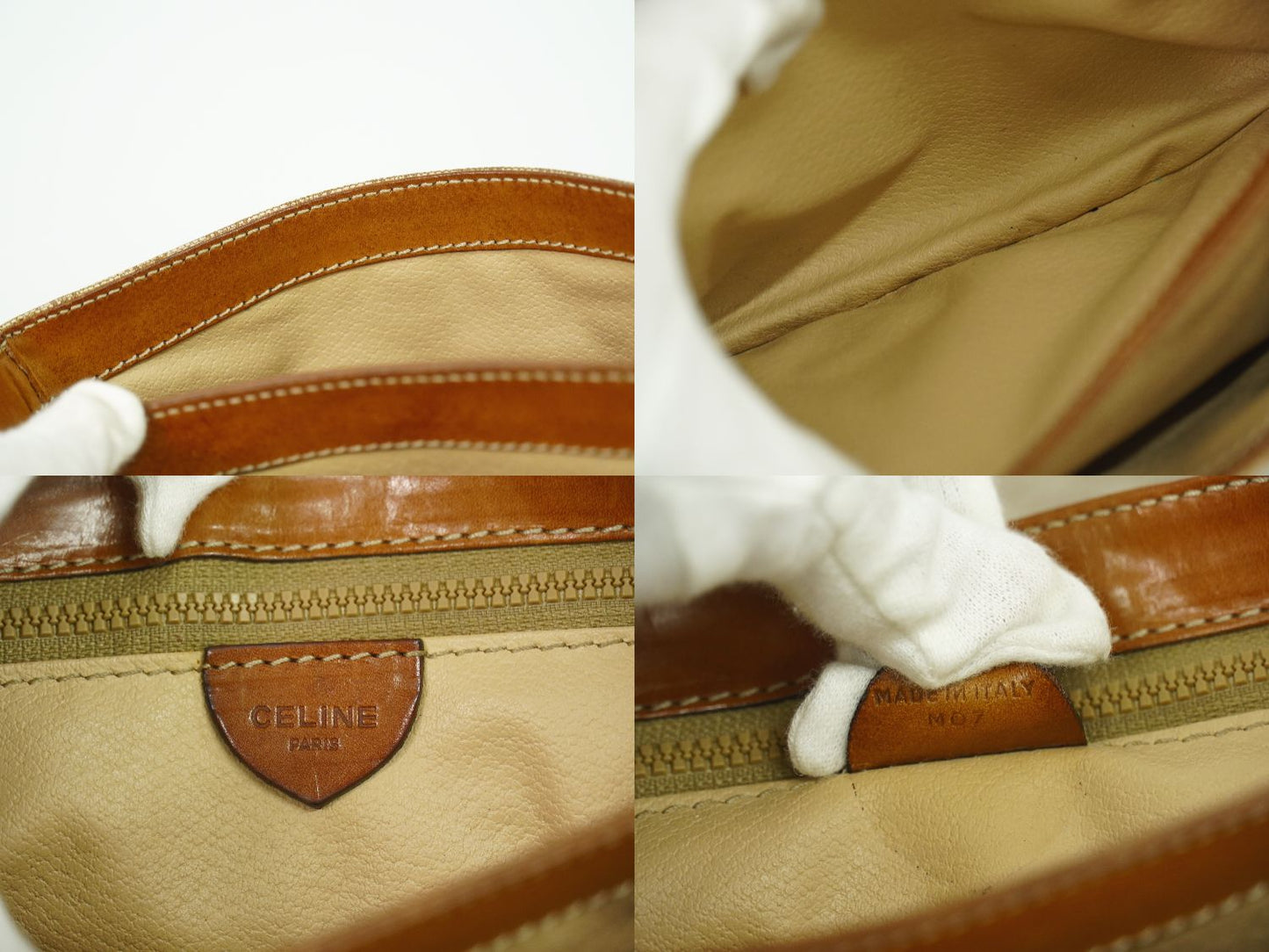 CELINE マカダム ショルダーバッグ ベージュ