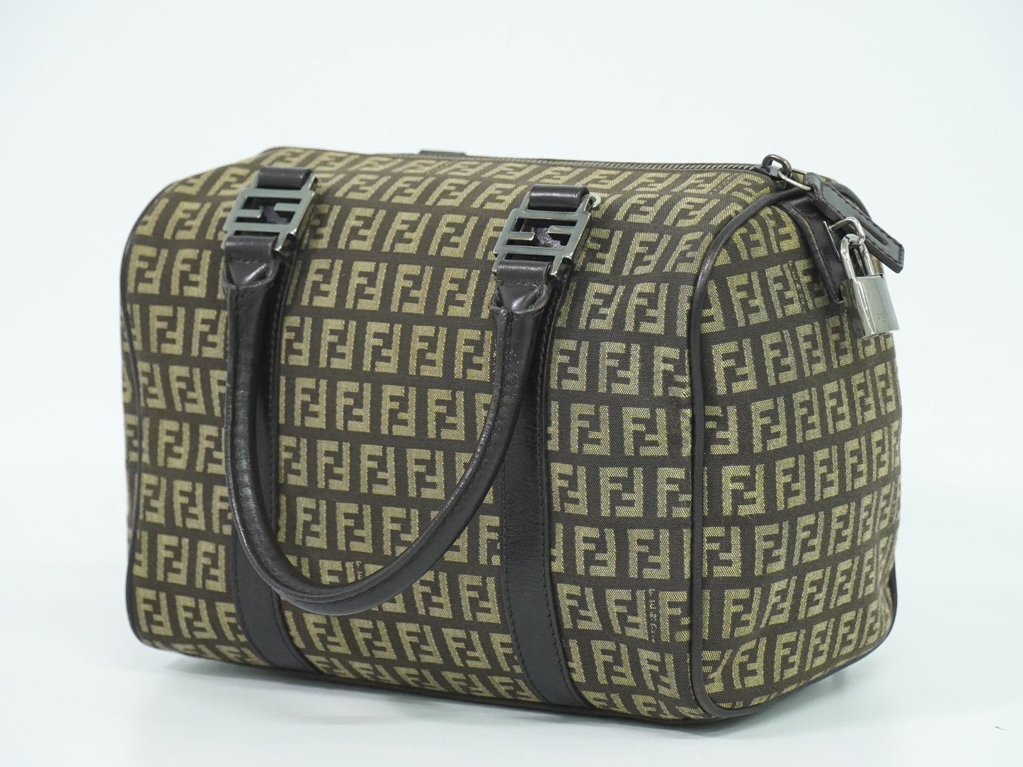 FENDI ズッキーノ ミニ ボストンバッグ ベージュ ブラウン 8BL068
