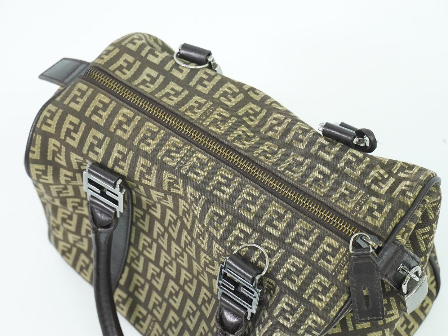 FENDI ズッキーノ ミニ ボストンバッグ ベージュ ブラウン 8BL068