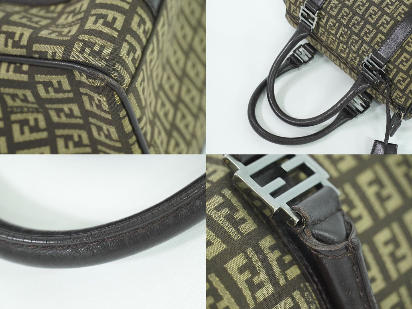 FENDI ズッキーノ ミニ ボストンバッグ ベージュ ブラウン 8BL068