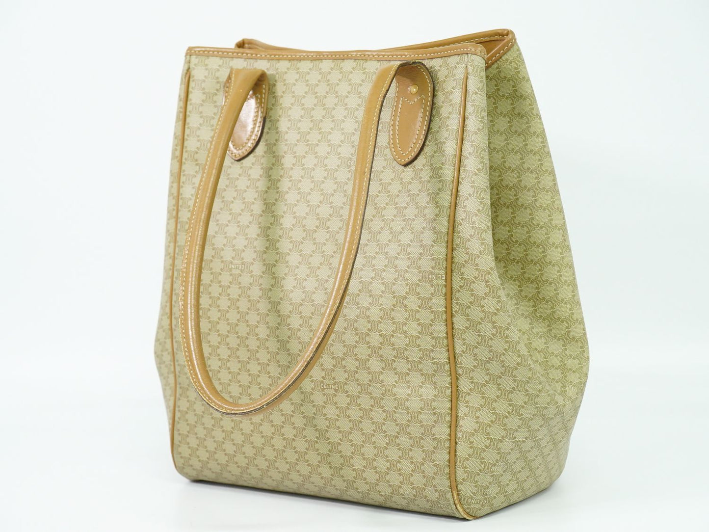 CELINE マカダム ショルダーバッグ ベージュ