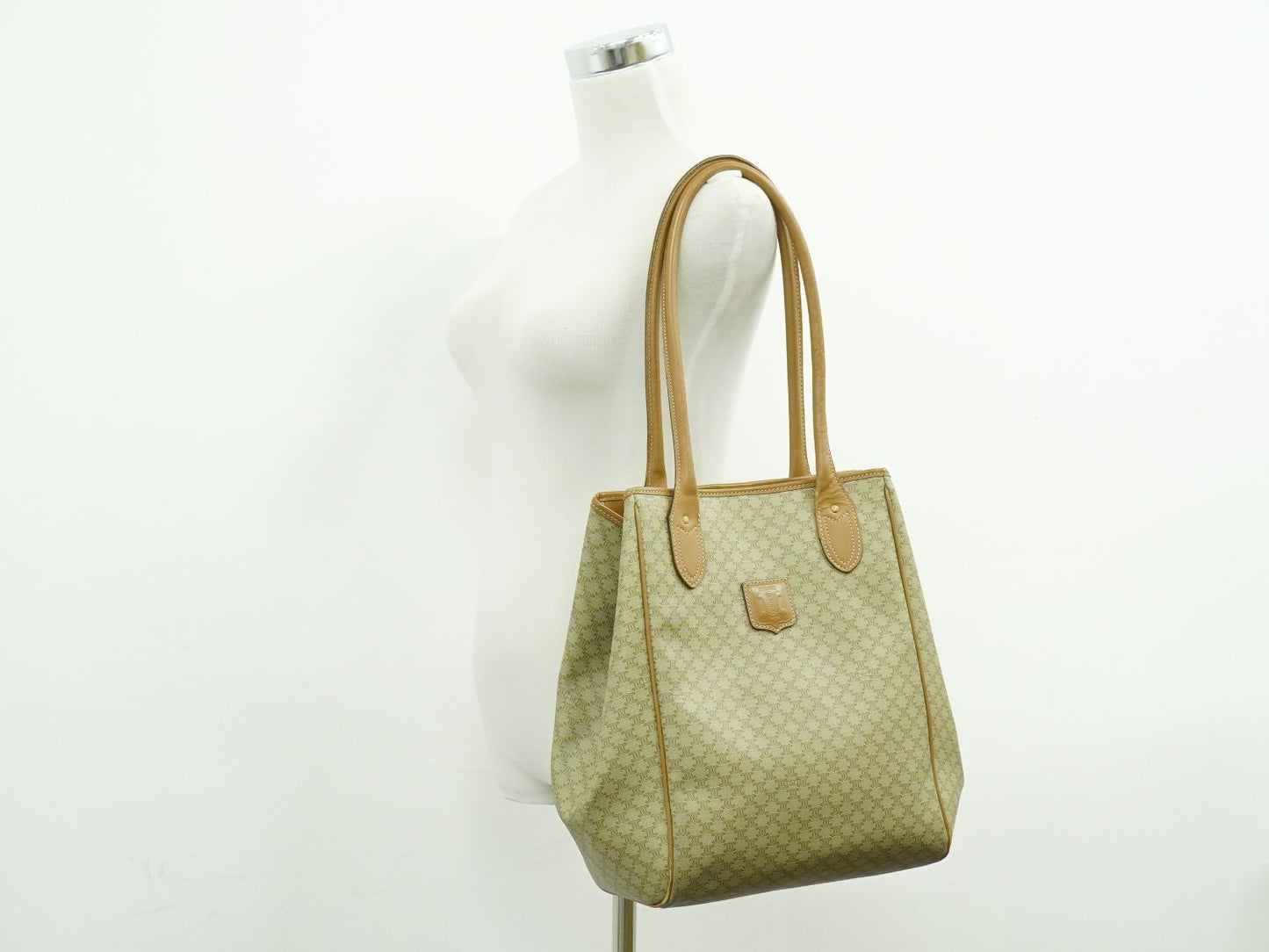 CELINE マカダム ショルダーバッグ ベージュ