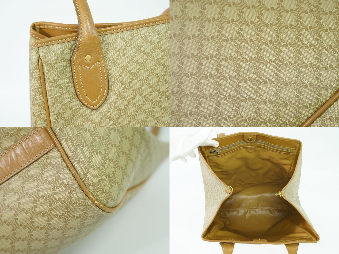 CELINE マカダム ショルダーバッグ ベージュ