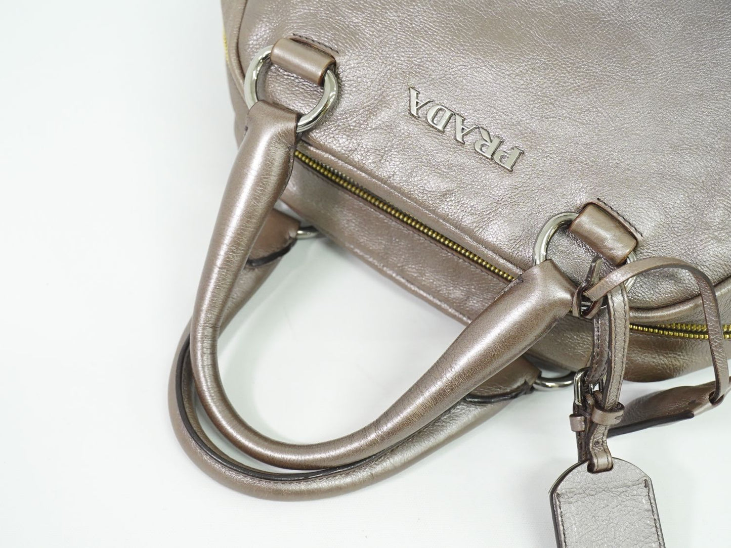 PRADA ハンドバッグ メタリックベージュ