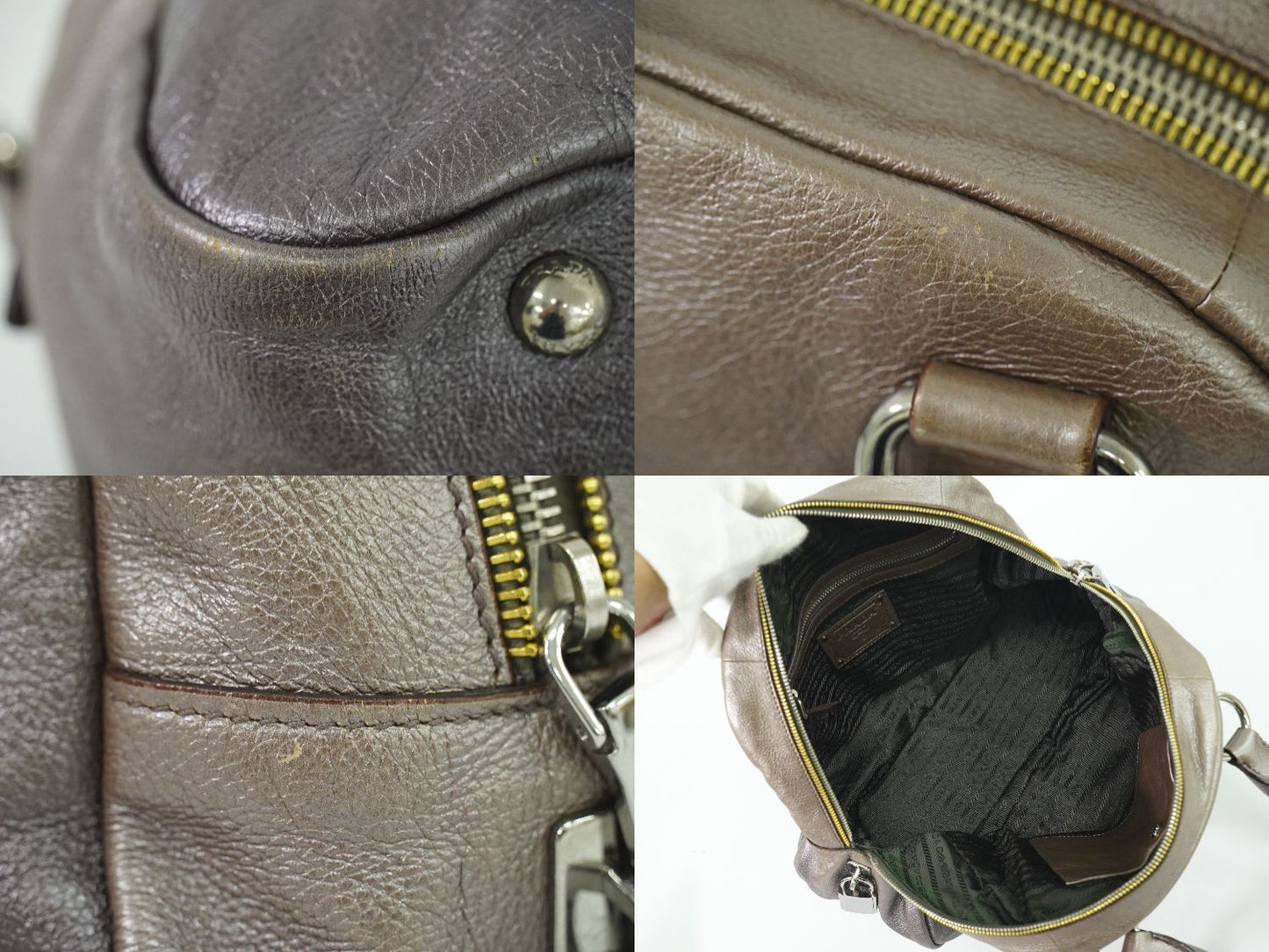 PRADA ハンドバッグ メタリックベージュ