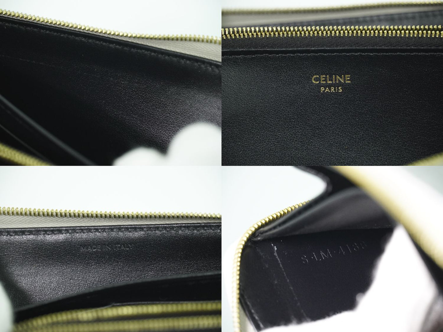 CELINE Cチャーム キルティング 長財布 シルバー