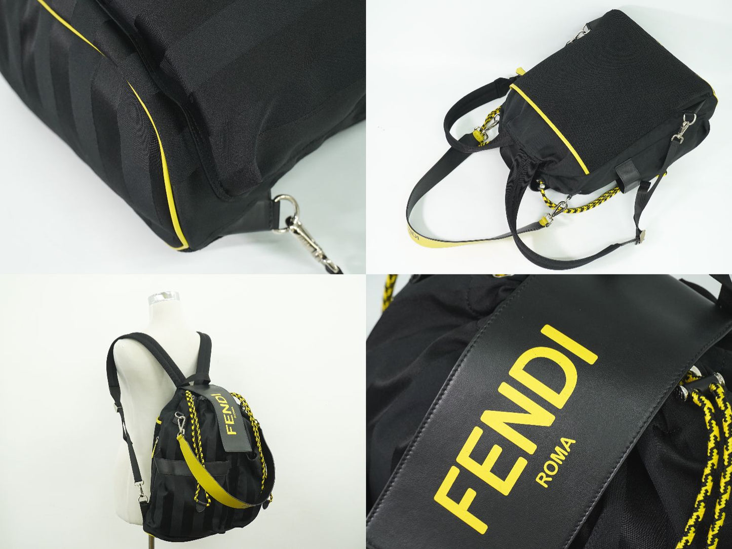 FENDI ストライク ペカン 2WAY リュックサック ブラック イエロー 7VZ056