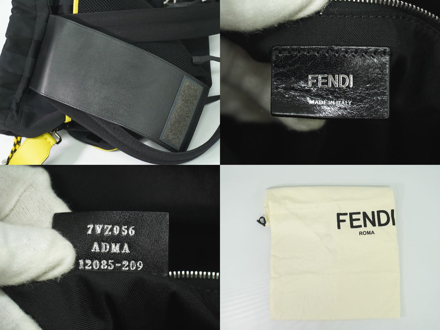 FENDI ストライク ペカン 2WAY リュックサック ブラック イエロー 7VZ056