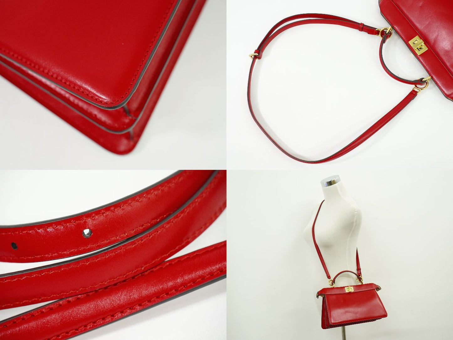FENDI ピーカブー アイシーユー イーストウエスト 2WAY ショルダーバッグ レッド 8BN323