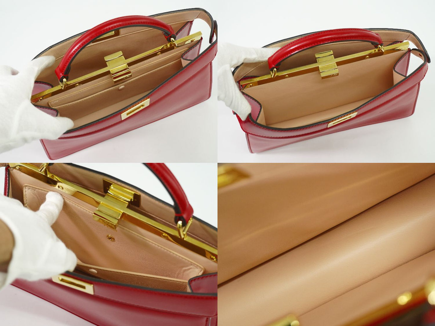 FENDI ピーカブー アイシーユー イーストウエスト 2WAY ショルダーバッグ レッド 8BN323