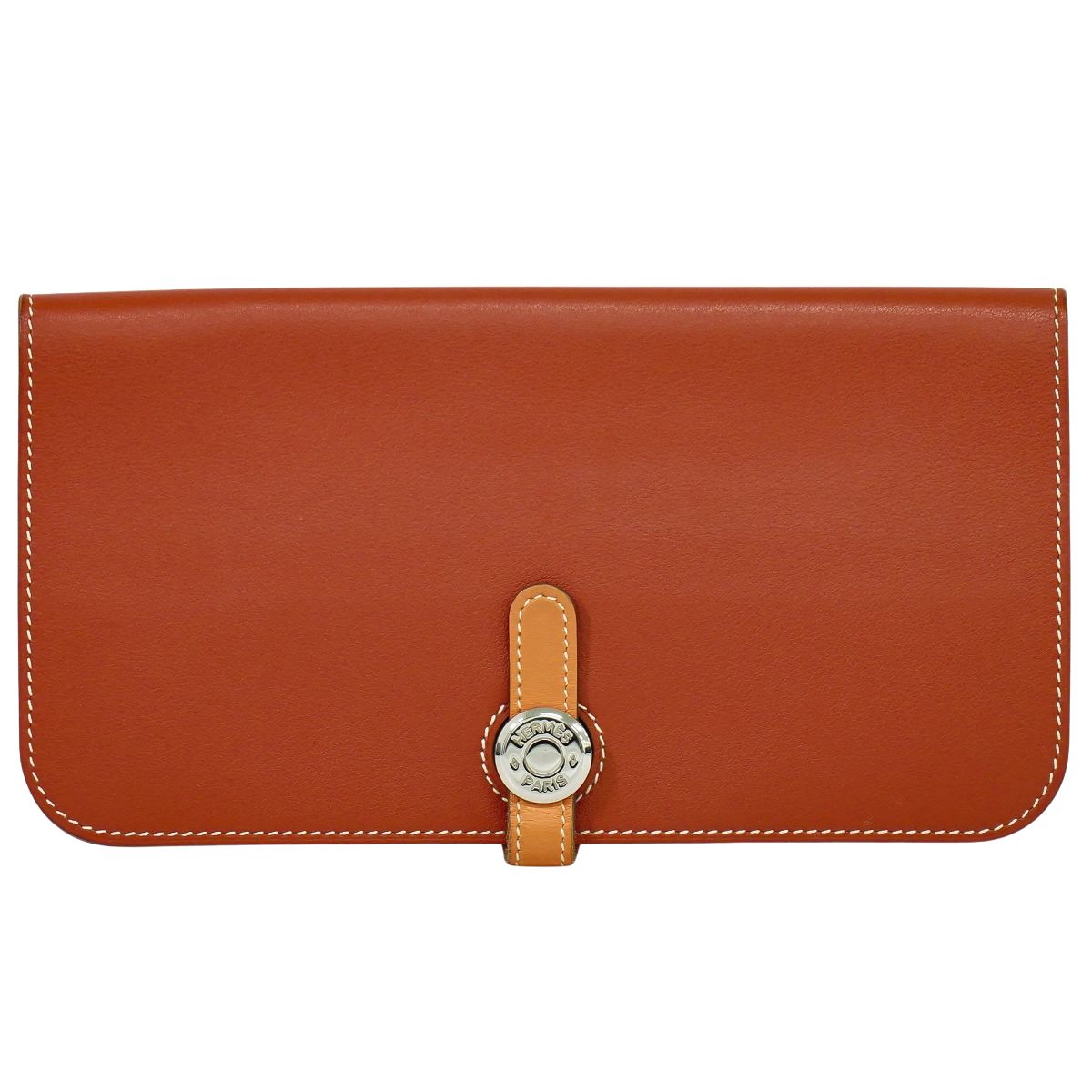 HERMES ドゴン 長財布 □O刻 コーラルピンク系