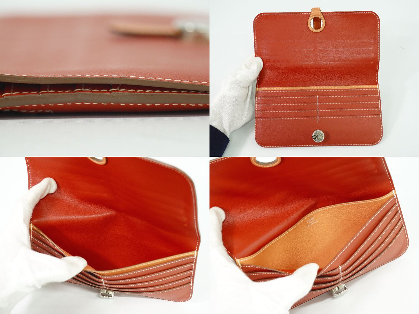HERMES ドゴン 長財布 □O刻 コーラルピンク系