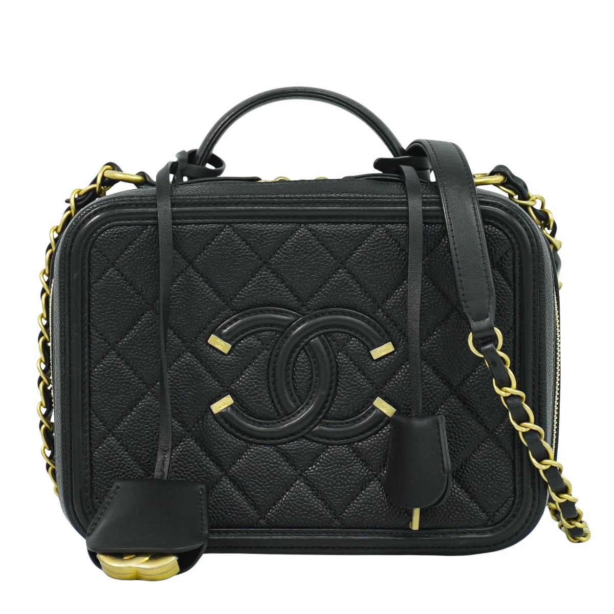 CHANEL CCフィリグリー 2WAY バニティバッグ ショルダーバッグ ブラック