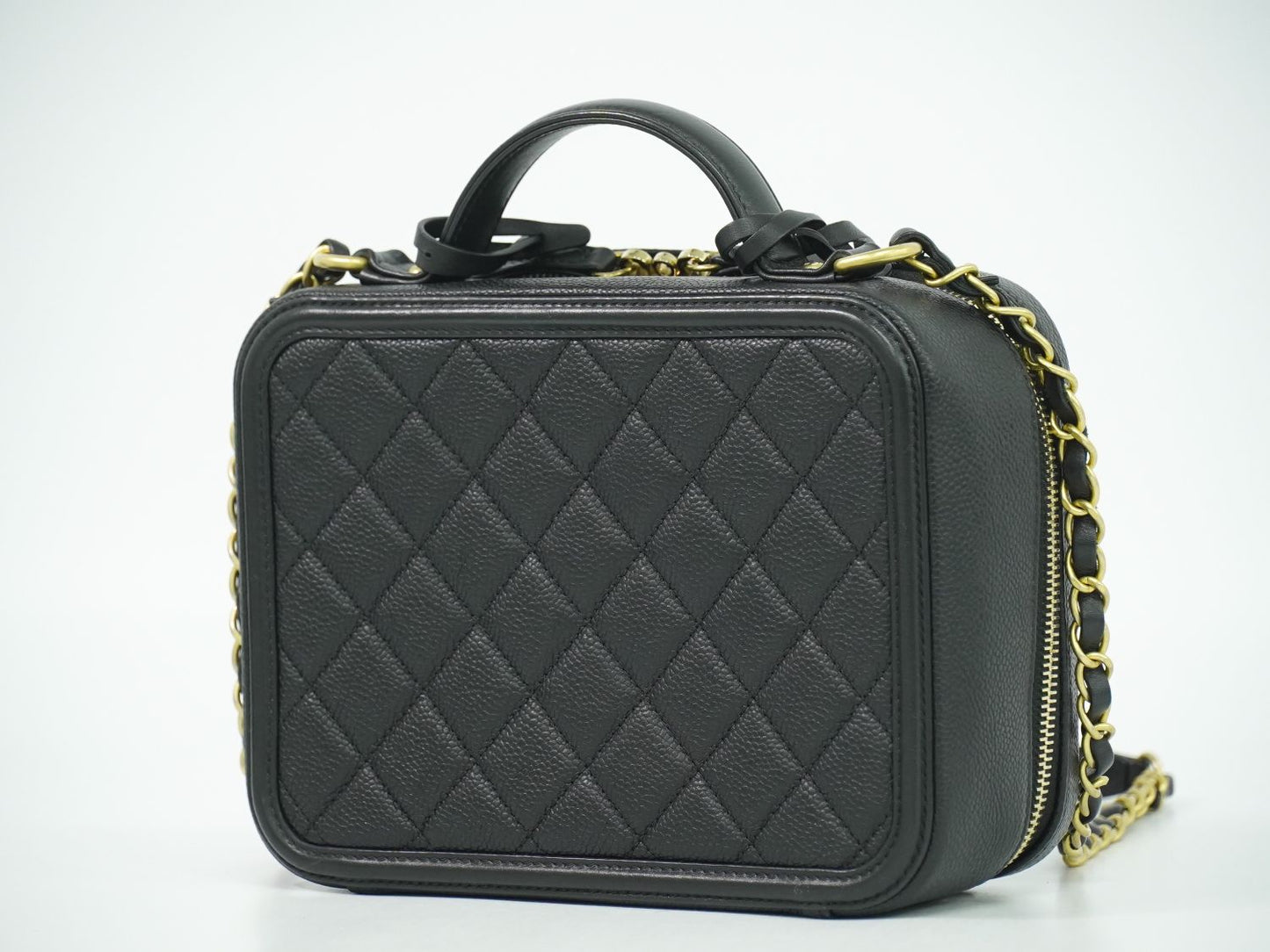 CHANEL CCフィリグリー 2WAY バニティバッグ ショルダーバッグ ブラック