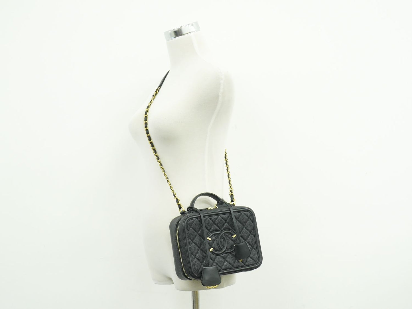 CHANEL CCフィリグリー 2WAY バニティバッグ ショルダーバッグ ブラック