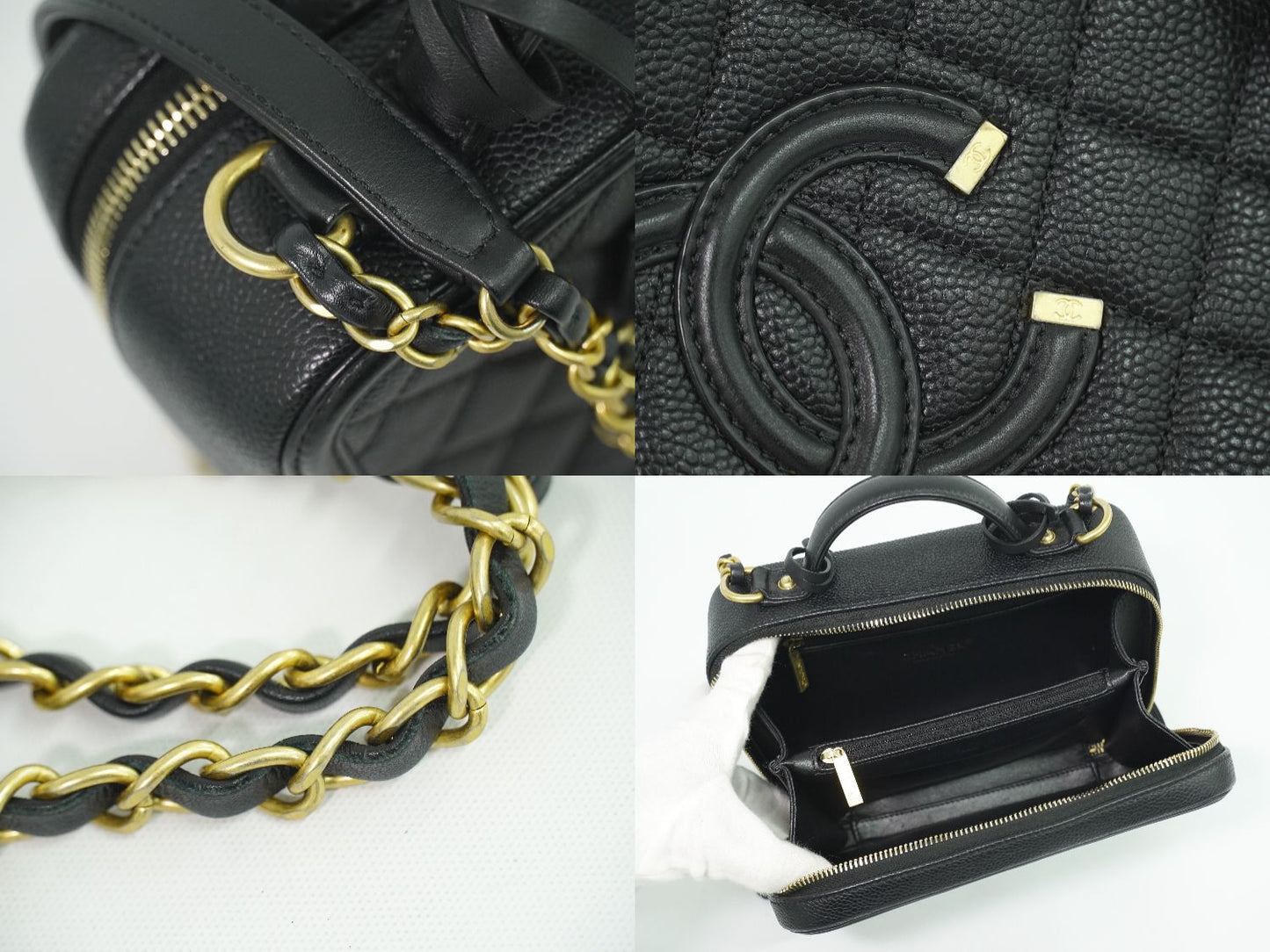 CHANEL CCフィリグリー 2WAY バニティバッグ ショルダーバッグ ブラック