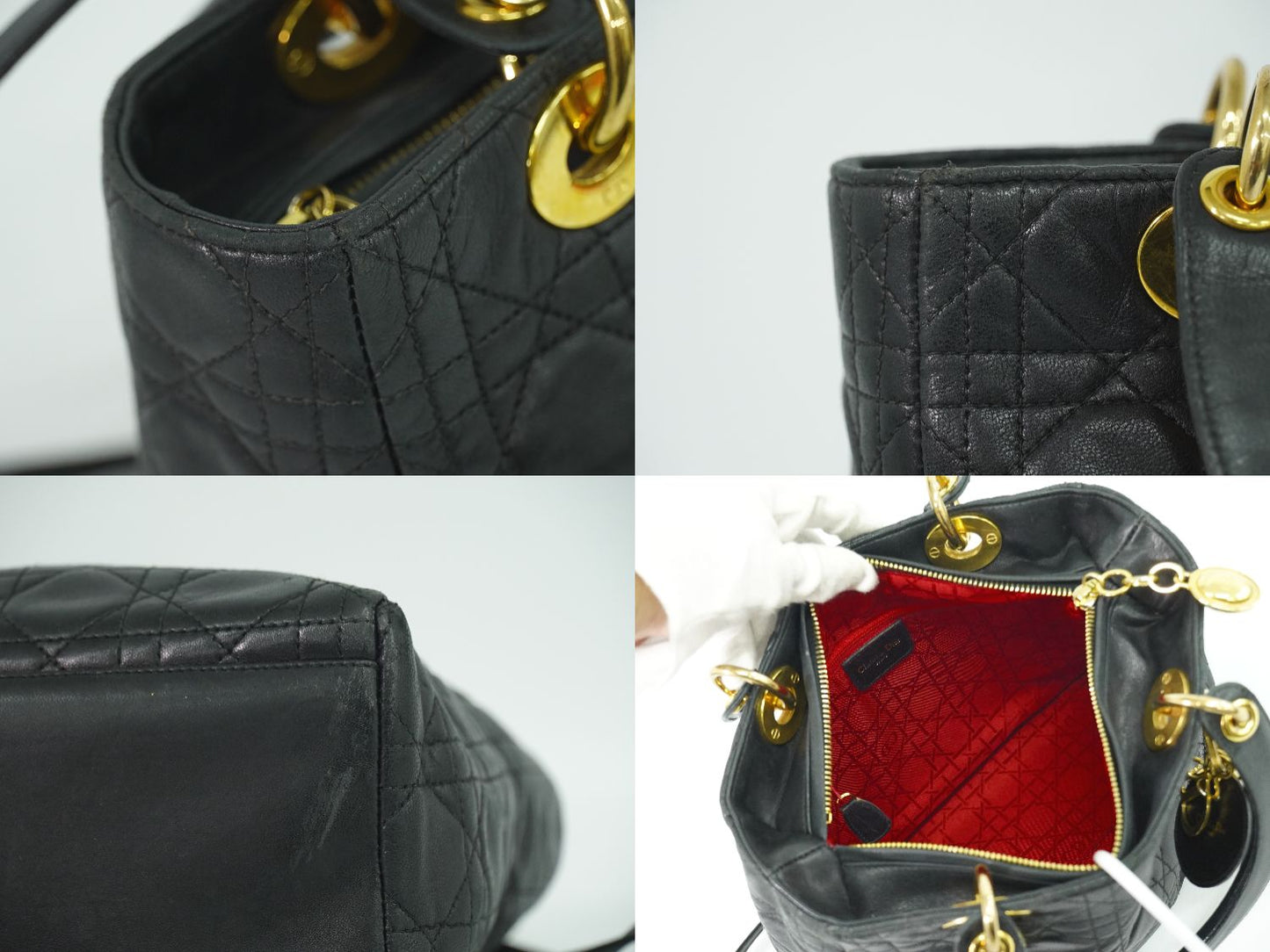 Christian Dior レディディオール 2WAY ショルダーバッグ ブラック