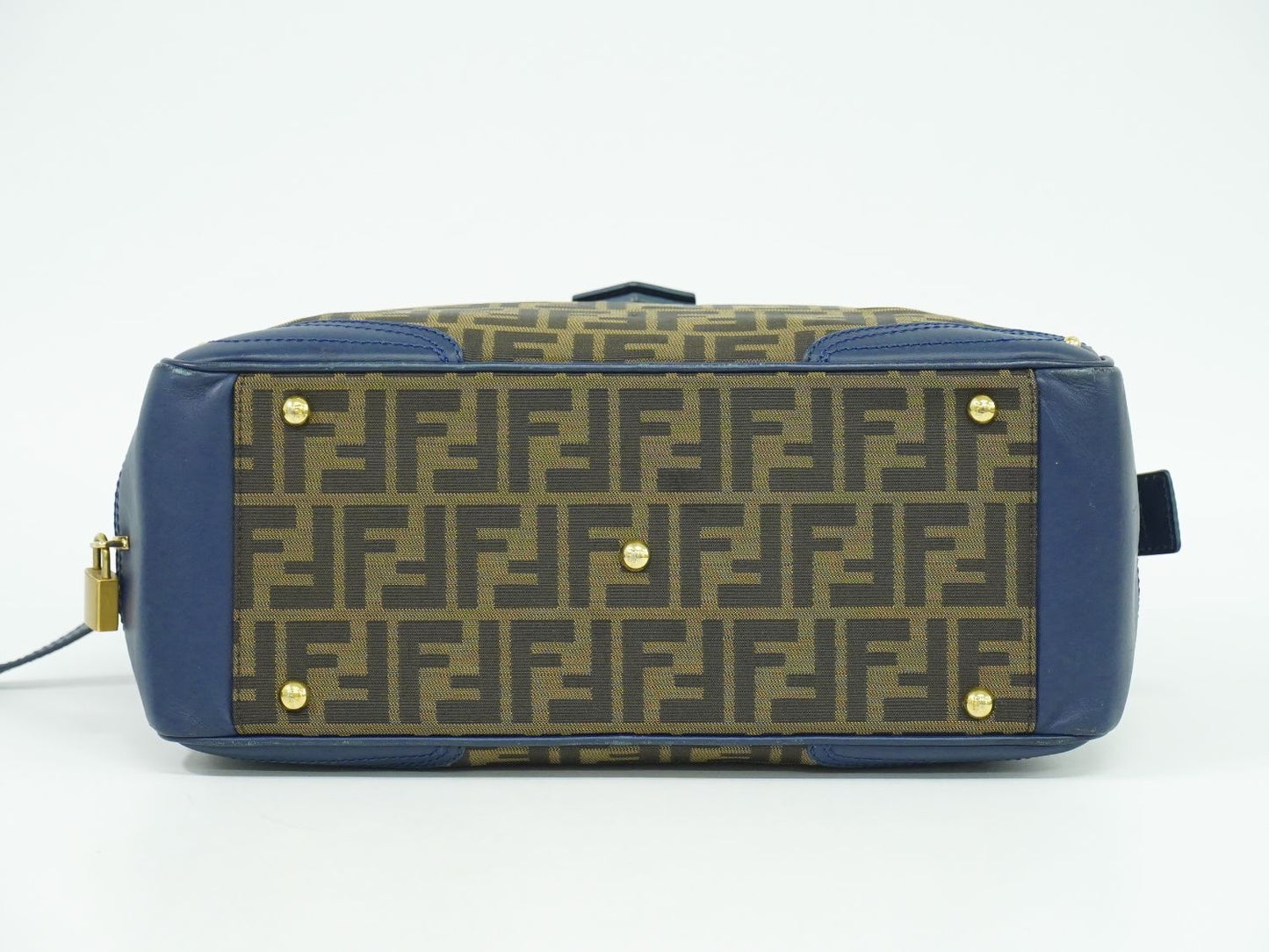 FENDI ズッカ ハンドバッグ ブラウン ブルー 8BN069