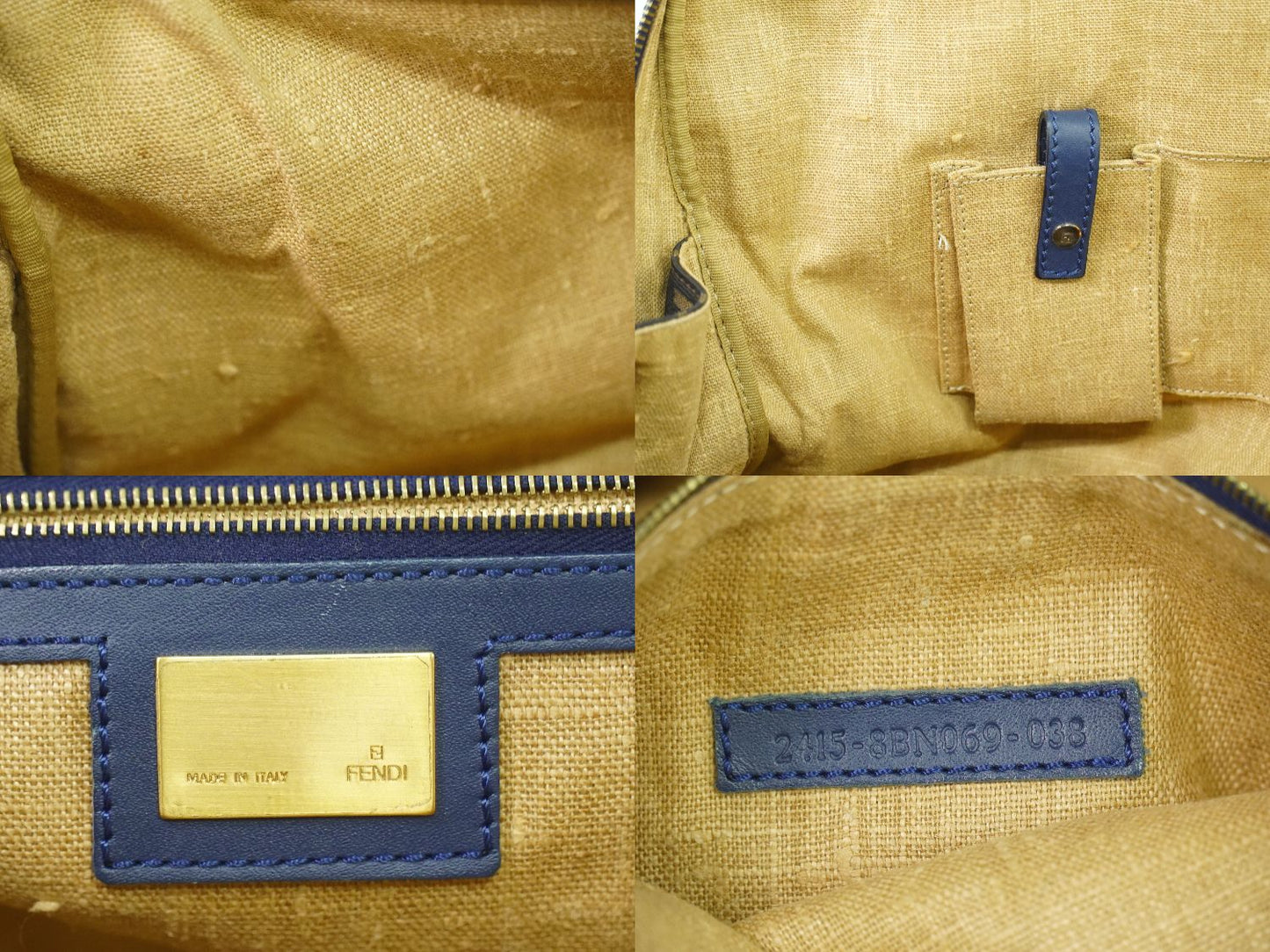 FENDI ズッカ ハンドバッグ ブラウン ブルー 8BN069