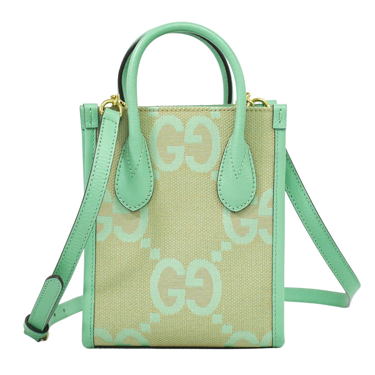 GUCCI ジャンボGG 2WAY ショルダーバッグ グリーン ベージュ 671623