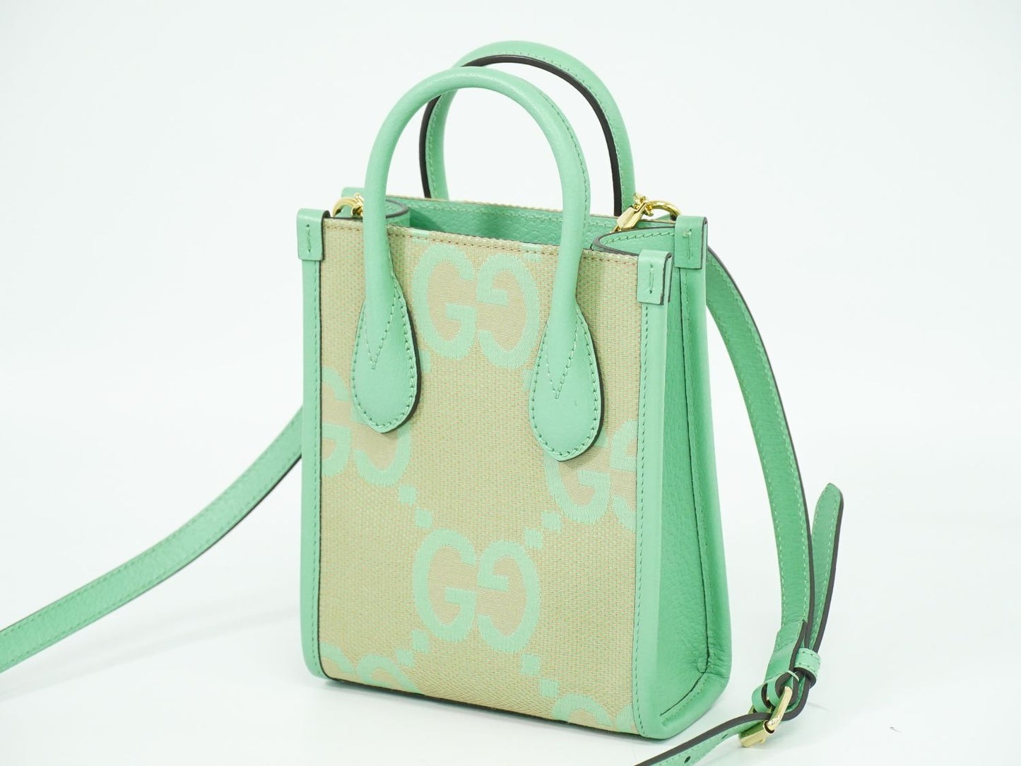GUCCI ジャンボGG 2WAY ショルダーバッグ グリーン ベージュ 671623