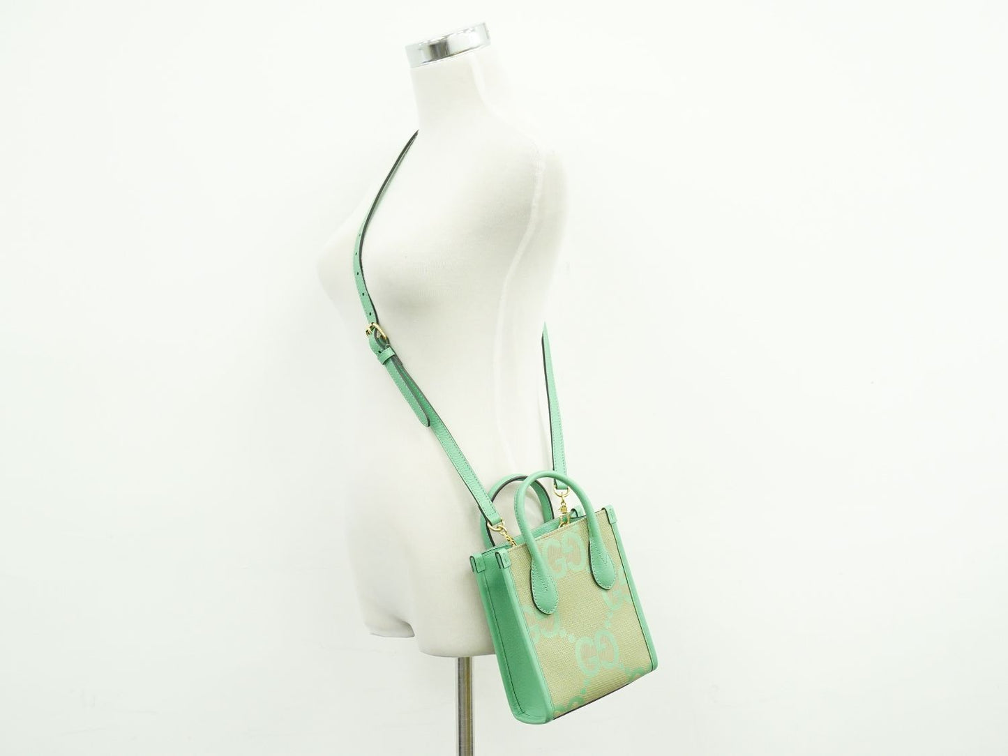 GUCCI ジャンボGG 2WAY ショルダーバッグ グリーン ベージュ 671623