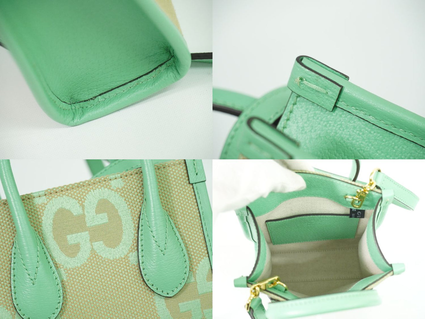 GUCCI ジャンボGG 2WAY ショルダーバッグ グリーン ベージュ 671623
