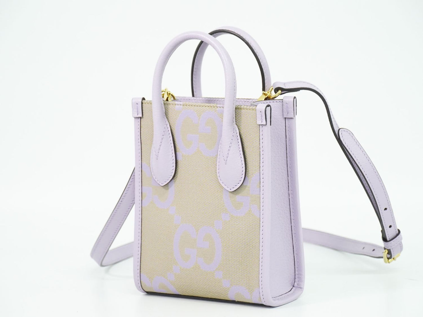 GUCCI ジャンボGG 2WAY ショルダーバッグ パープル ベージュ 671623