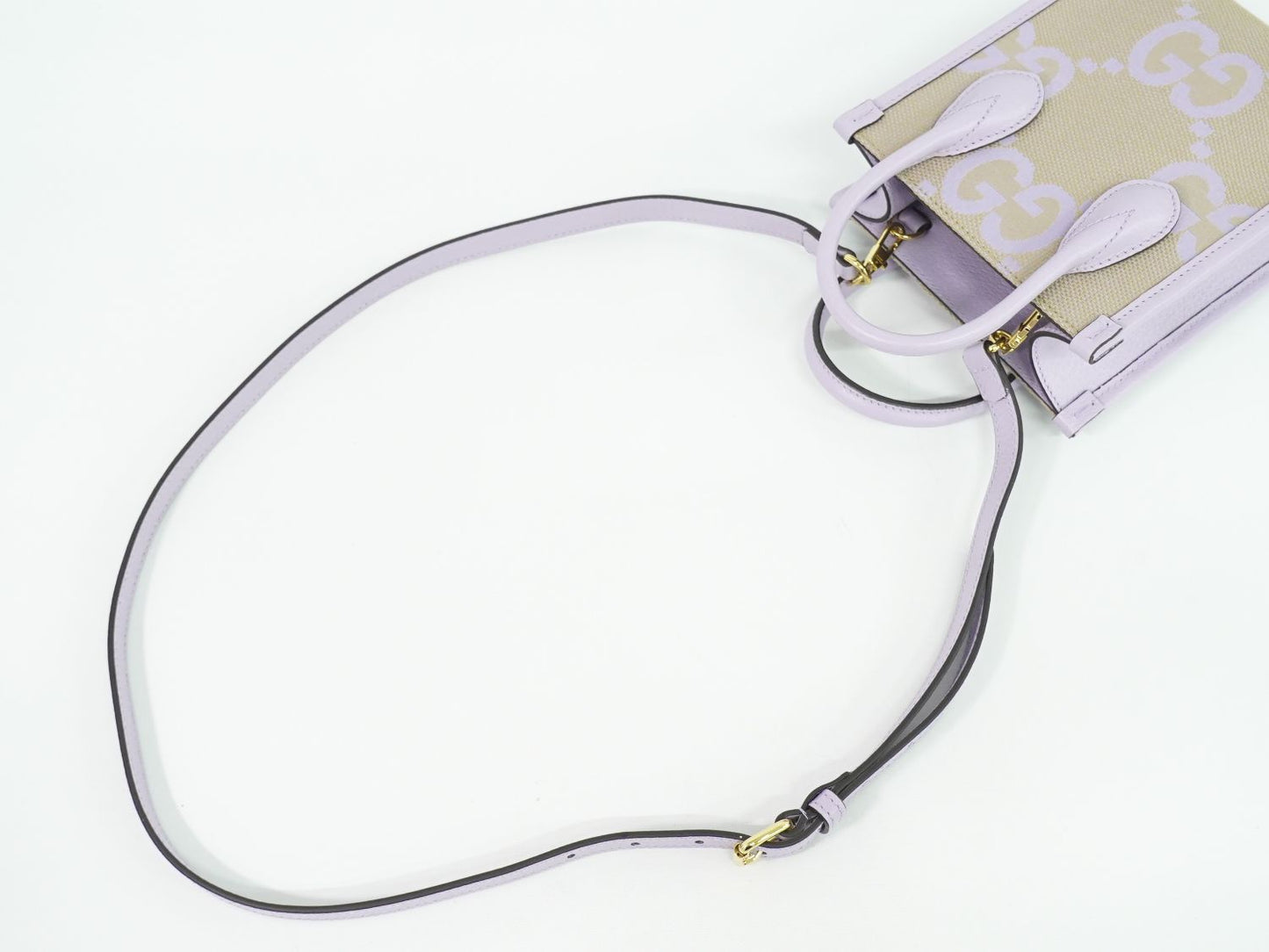 GUCCI ジャンボGG 2WAY ショルダーバッグ パープル ベージュ 671623