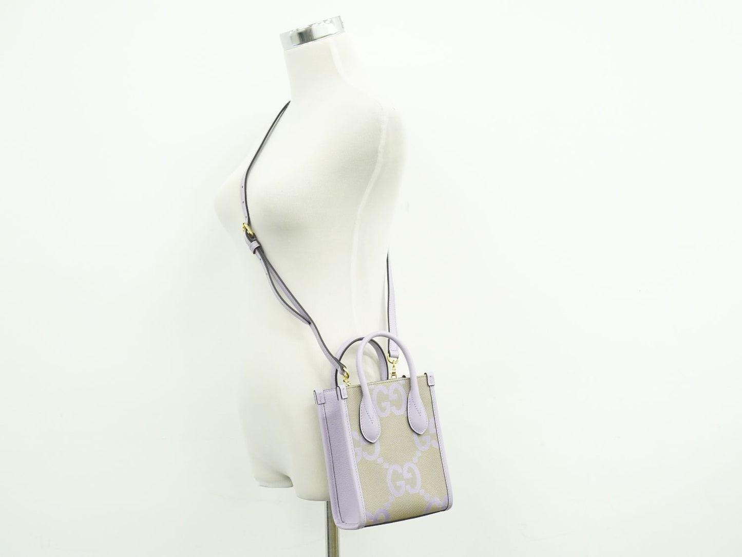 GUCCI ジャンボGG 2WAY ショルダーバッグ パープル ベージュ 671623